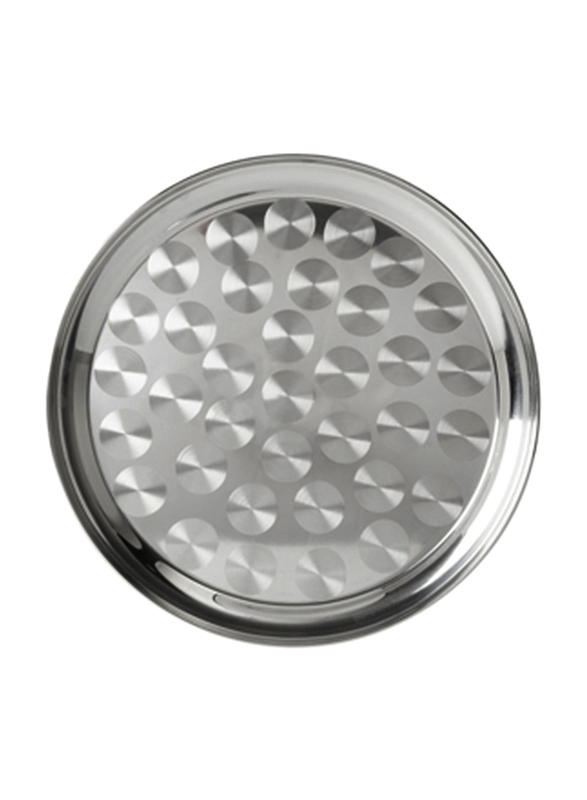 A to Z 80cm Stainless Steel Round Serving Tray, Silver