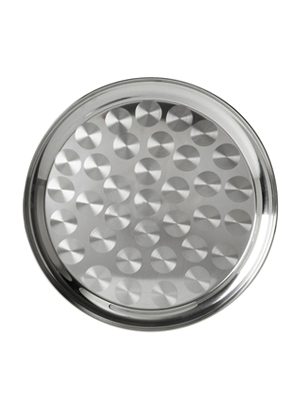 A to Z 45cm Stainless Steel Round Serving Tray, Silver