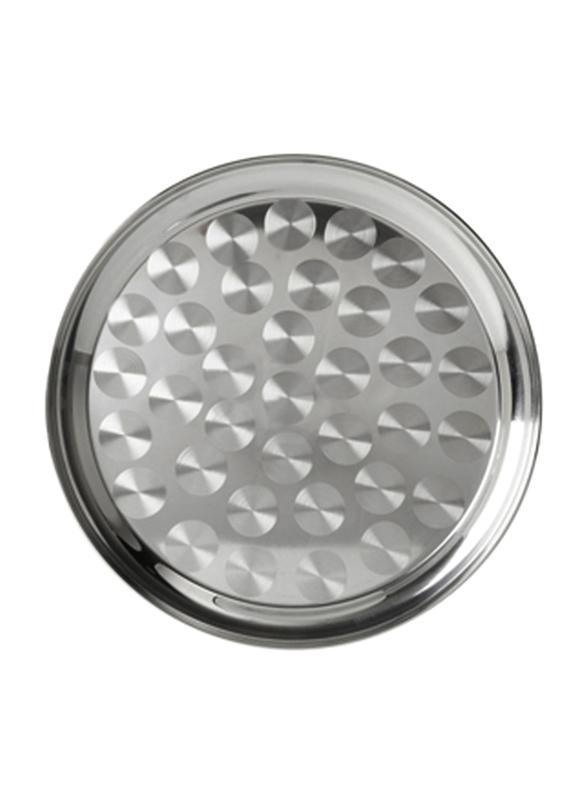 A to Z 75cm Stainless Steel Round Serving Tray, Silver