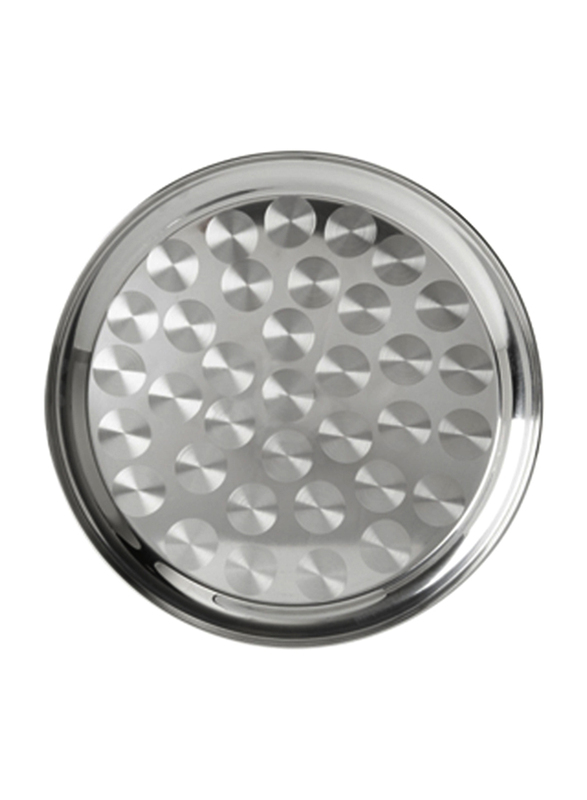 A to Z 60cm Stainless Steel Round Serving Tray, Silver