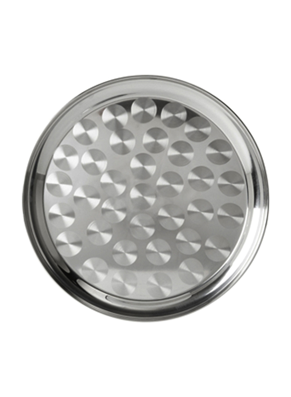 A to Z 90cm Stainless Steel Round Serving Tray, Silver