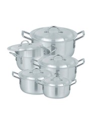 Sonex 5-Piece Aluminium Metal Finish Baby Classic Round Cooking Pots, Silver