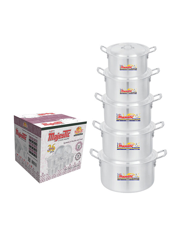 

Majestic 5-Piece Metal Finish HOM Chef Cooking Pot Set, 4 x 8, Silver