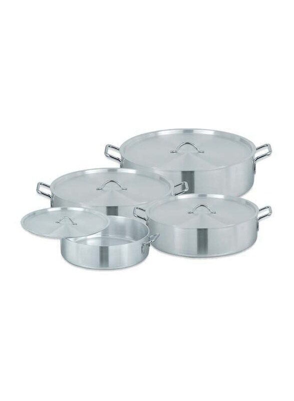 

Sonex 4-Piece Brazier Aluminium Metal Finish Round Cooking Pot, Silver