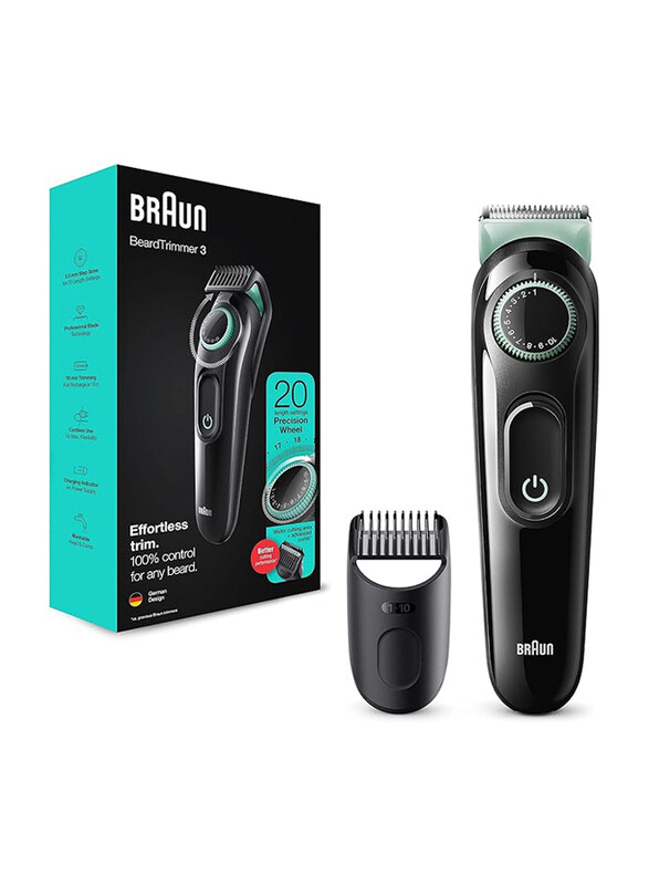 

Braun Beard Trimmerand Hair Clipper for Men, BT3222, Black/Green