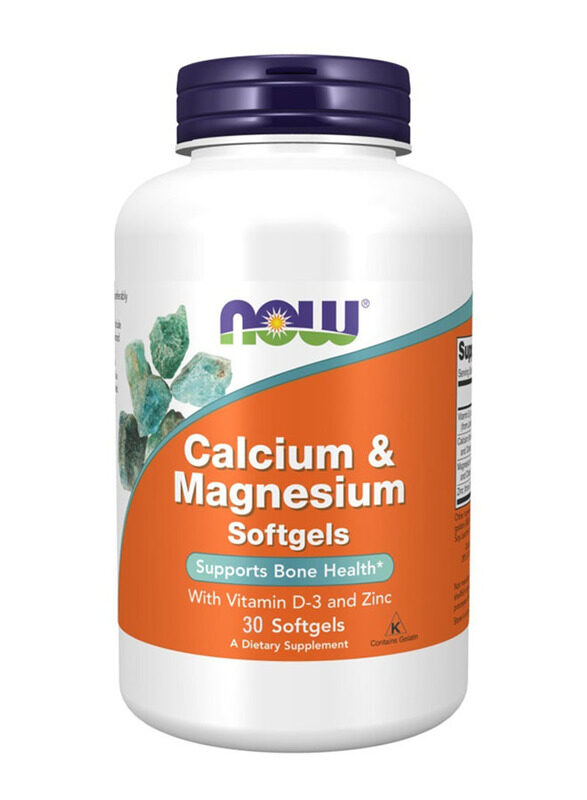 

Now Calcium & Magnesium Supplement with Vitamin D3 & Zinc, 30 Softgels