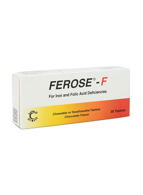 

Ferose-F Chewable or Swallowable Tablets with Chocolate Flavor, 30 Tablets