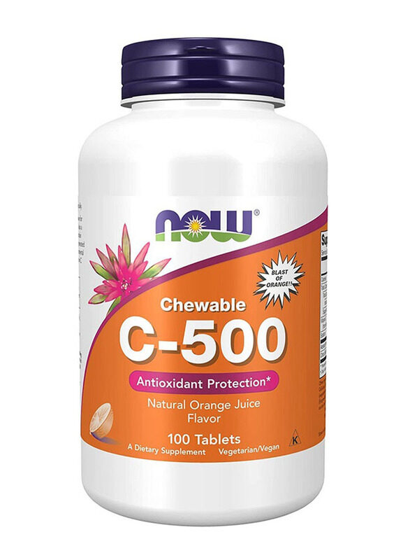 

Now C-500 Antioxident Protection Chewable Dietary Supplement with Orange Flavor, 100 Tablets
