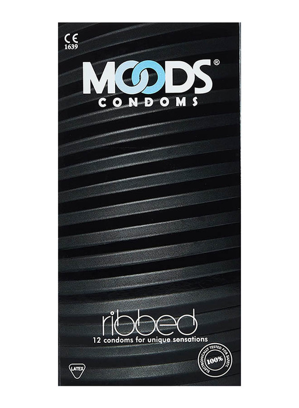 Moods Ribbed Condoms, 12 Pieces