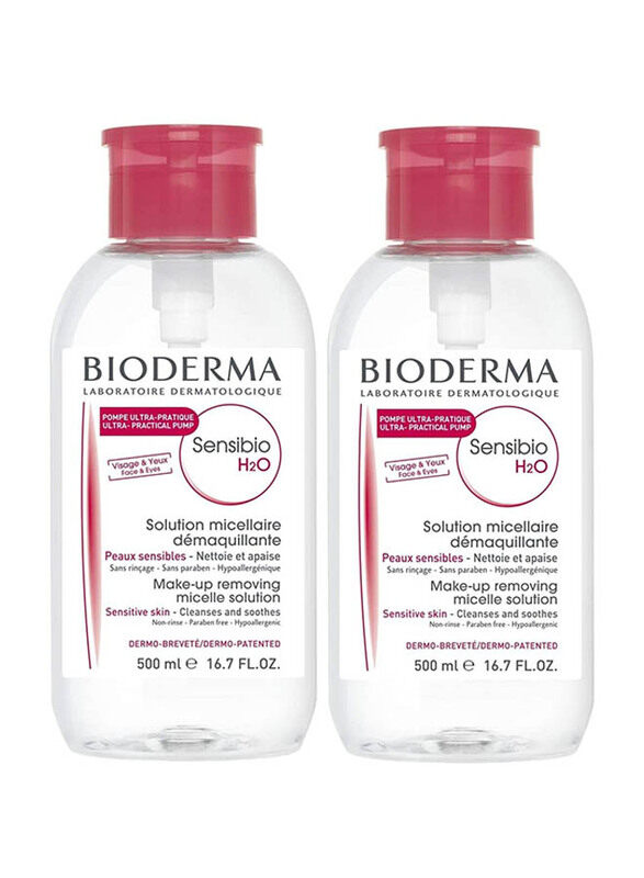 

Bioderma Sensibio H2O Cleansing & Makeup Removing Water, 2 x 500ml, Clear