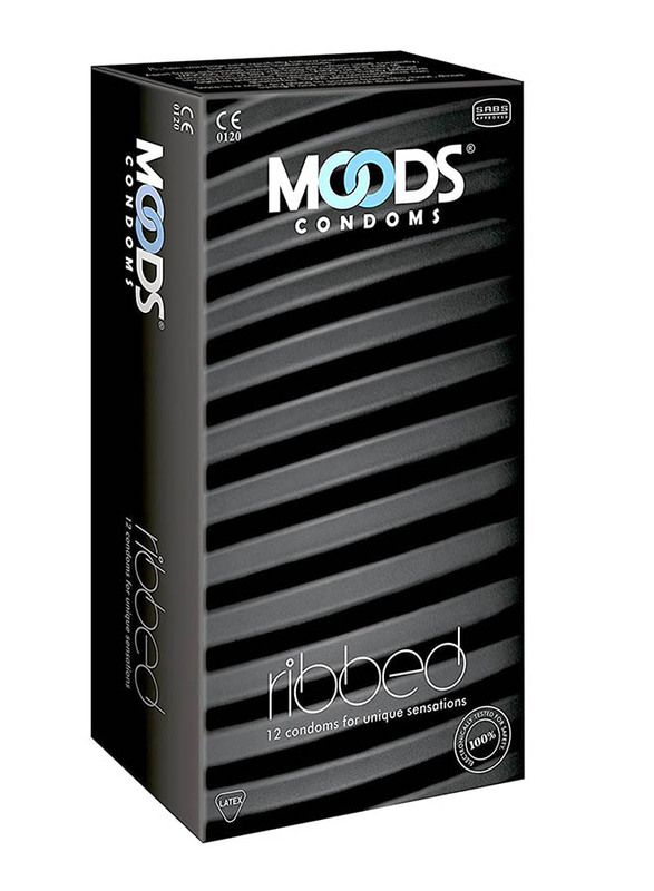 Moods Ribbed Condoms, 12 Pieces