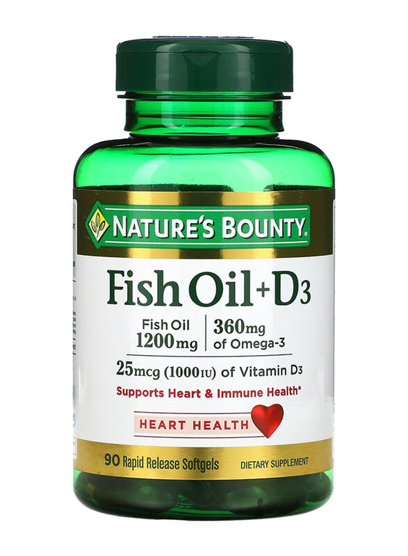 

Nature's Bounty Fish Oil 1200mg + Vitamin D3 1000Iu Dietary Supplement, 90 Softgels