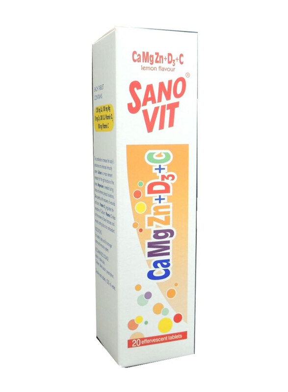 

Sanovit CaMgZn+D3+C Effervescent with Lemon Flavour, 20 Tablets