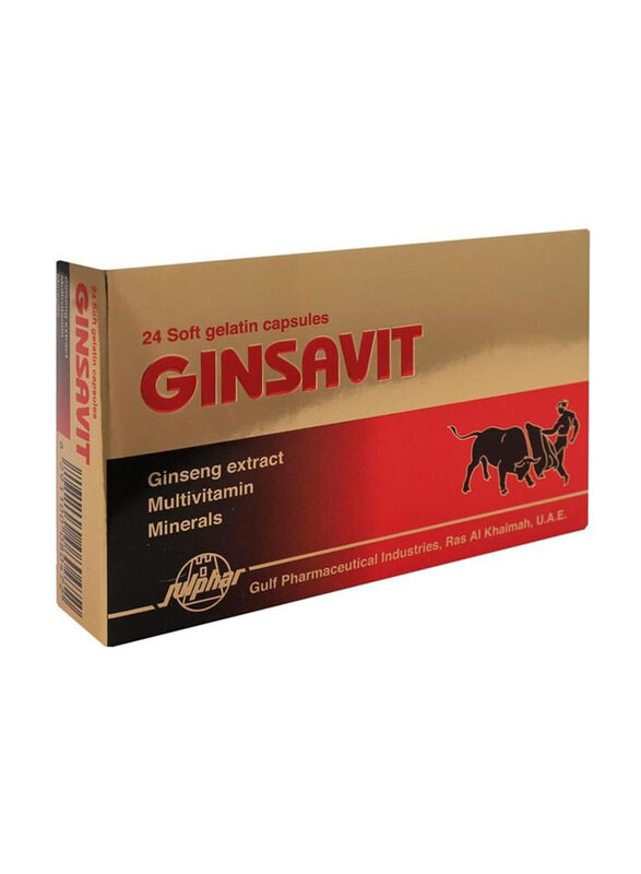 

Ginsavit Soft Gelatin Multivitamins & Minerals with Ginseng Extract, 40mg, 24 Capsules