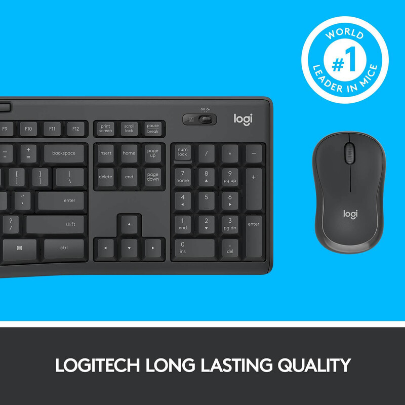 Logitech MK295 Silent Wireless English Keyboard and Mouse Combo, Black