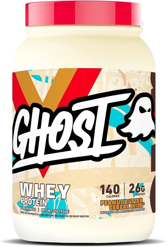 GHOST WHEY Protein Powder, Peanut Butter Cereal Milk - 2lb, 25g of Protein - Whey Protein Blend - Post Workout Fitness and Nutrition Shakes, Smoothies, Baking and Cooking - Soy and Gluten-Free