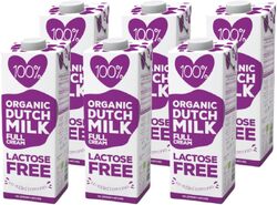 100% Organic Lactose Free Milk (6X1L), Full Fat, No Added Hormones, All Natural, No Preservatives, EU Certified Organic (Case Of 6)