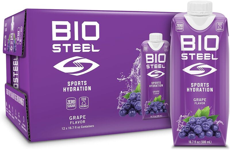 BioSteel Sports Drink, Sugar-Free with Essential Electrolytes, Grape, 500ml, 12-Pack