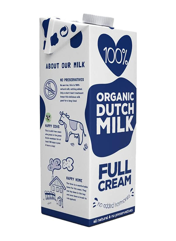 100% Organic Dutch Full Cream Milk, 1 Liter