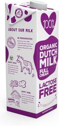 100% Organic Lactose Free Milk 1L, Full Fat, No Added Hormones, All Natural, No Preservatives, EU Certified Organic
