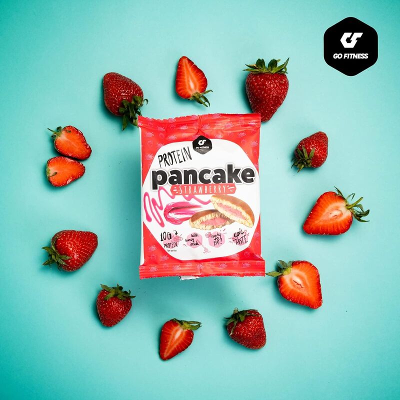 Go Fitness 12 Protein Pancakes - High Protein Snack, Freshly Baked & Extremely Delicious - Protein Bar Alternative with 10 g Protein Per Pancake (Strawberry)