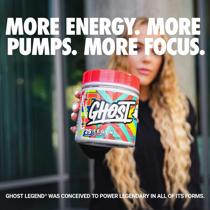 GHOST Legend V2 Pre-Workout Energy Powder- 25 Servings - Caffeine, L-Citrulline, & Beta Alanine Blend for Energy Focus & Pumps - Free of Soy, Sugar & Gluten, Vegan (BLUE RASPBERRY)