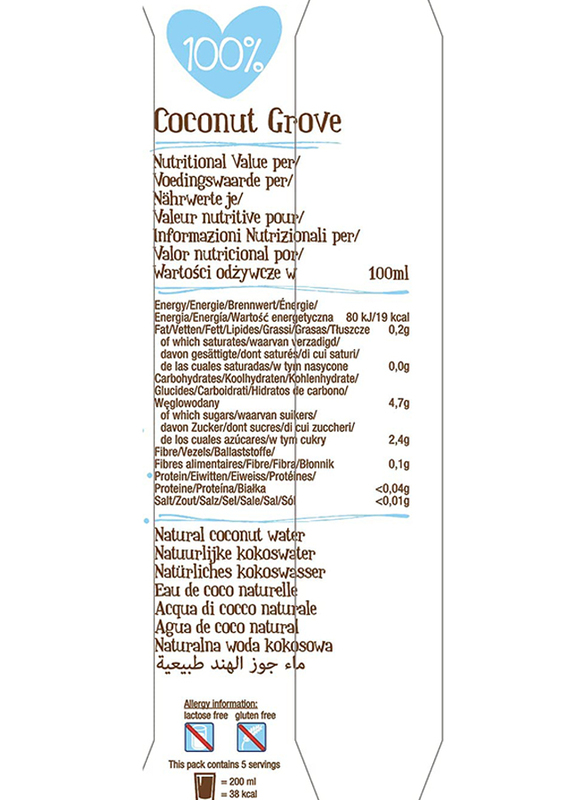 100% Coconut Grove Water, 6 x 1 Liter