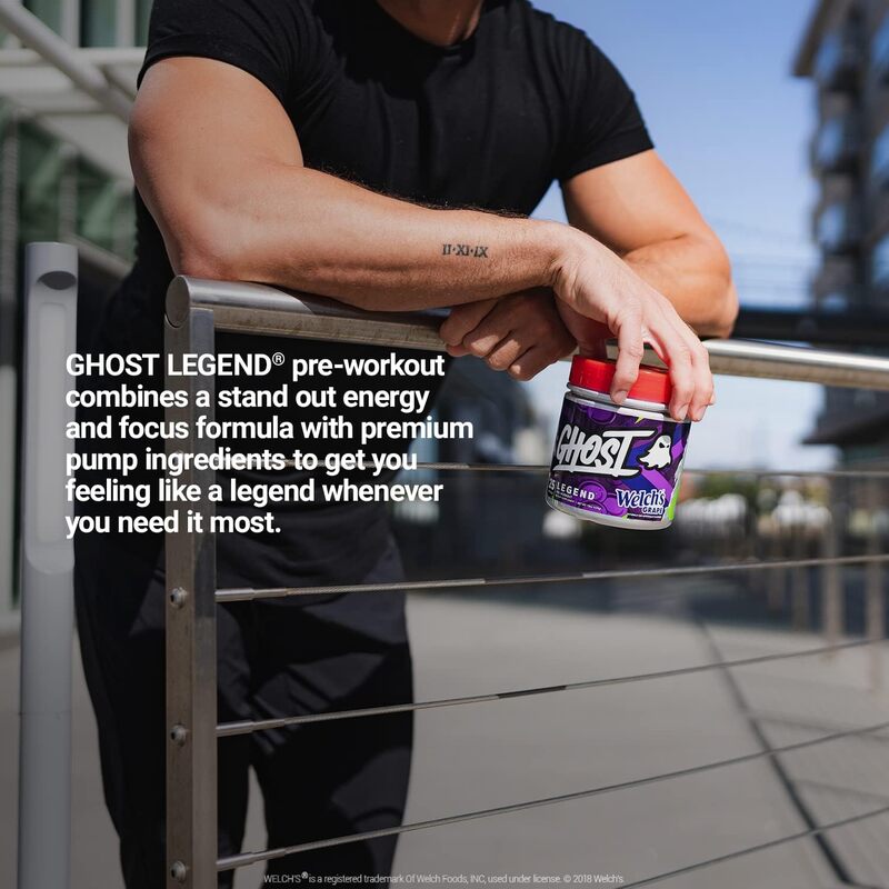 GHOST Legend Pre Workout Energy Powder, Welch's Grape - 25 Servings - Caffeine, L-Citrulline, & Beta Alanine Blend for Energy Focus & Pumps - Free of Soy, Sugar & Gluten, Vegan