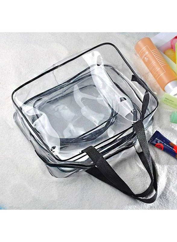 3-Piece Multi-Purpose Makeup Organizer Bag Set, Clear/Black