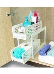 Portable 2-Tier Basket Drawer, White