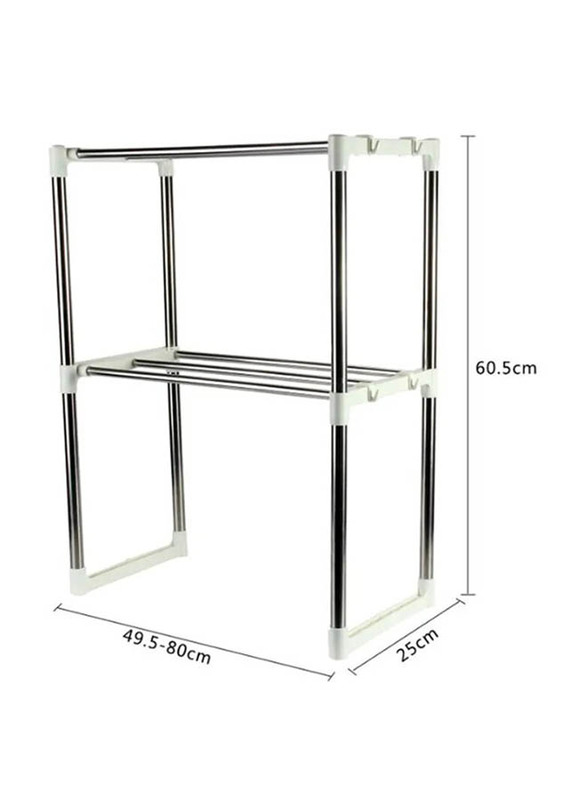 Multifunctional Microwave Oven Rack, Silver