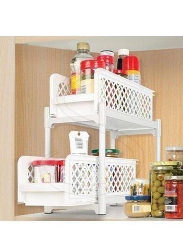 Portable 2-Tier Basket Drawer, White