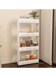 Pantry Rack with 4 Large Storage Baskets, White