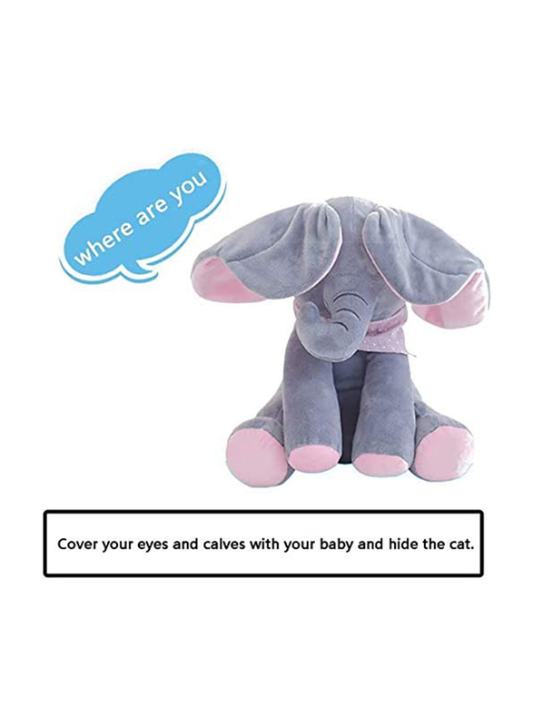 Mumoo Bear Plush Stuffed Elephant, Grey/Pink