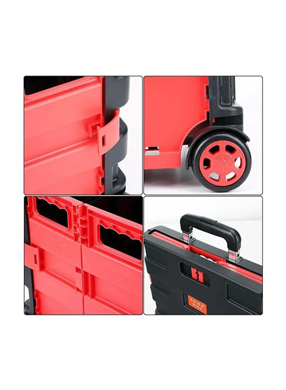 Shopping Trolley Storage Boot Cart Box, 32 x 37 x 7 cm, Black/Red