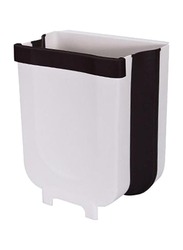 Hanging Plastic Trash Bin, White/Black