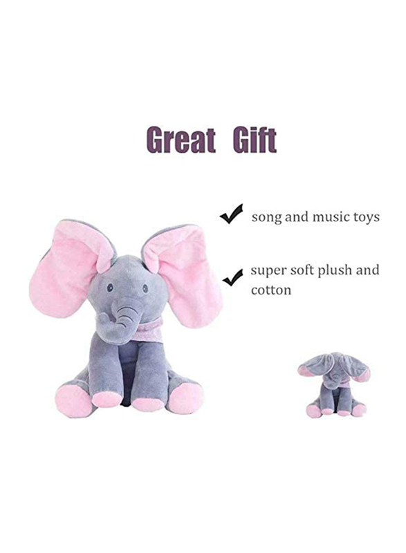 Mumoo Bear Plush Stuffed Elephant, Grey/Pink