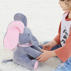 Mumoo Bear Plush Stuffed Elephant, Grey/Pink