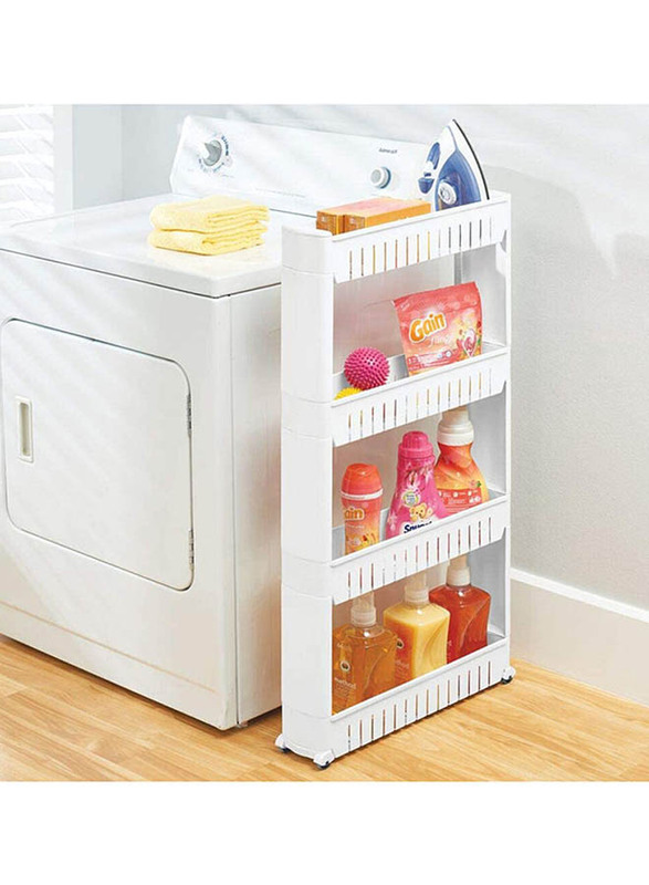 Pantry Rack with 4 Large Storage Baskets, White