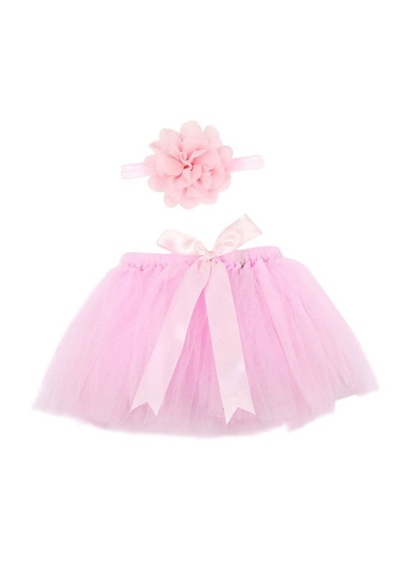Beauenty Baby Girls Tutu Skirt and Headband Photography Props Outfit, 3-6 Months, Pink