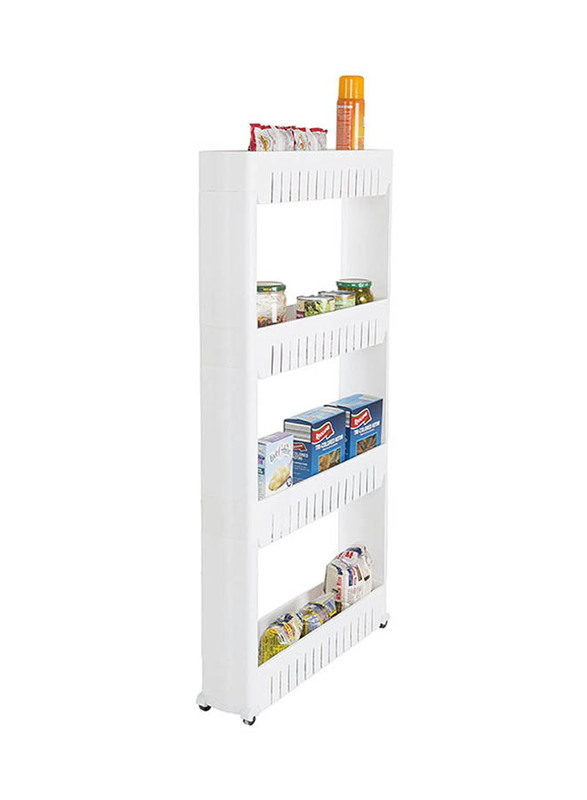 Pantry Rack with 4 Large Storage Baskets, White