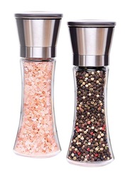 Manual Seasoning Salt and Pepper Grinder Set, 2-Piece, Clear/Silver