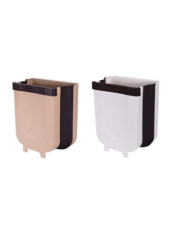 Portable Trash Bin, White/Black