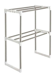 Lordian Storage Holder with Racks and Microwave Oven Shelf, Silver/Black/White