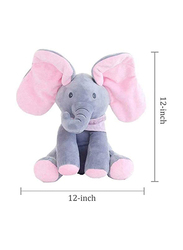 Mumoo Bear Plush Stuffed Elephant, Grey/Pink