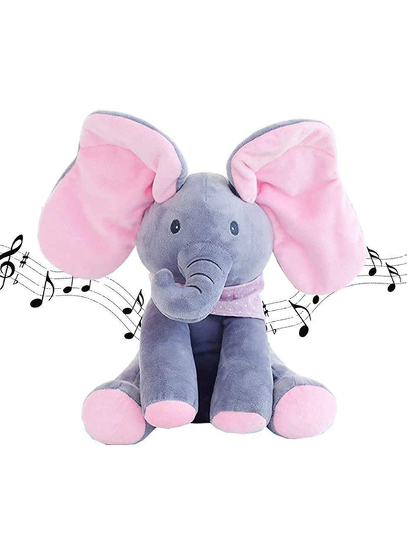 Mumoo Bear Plush Stuffed Elephant, Grey/Pink