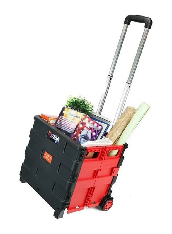 Shopping Trolley Storage Boot Cart Box, 32 x 37 x 7 cm, Black/Red