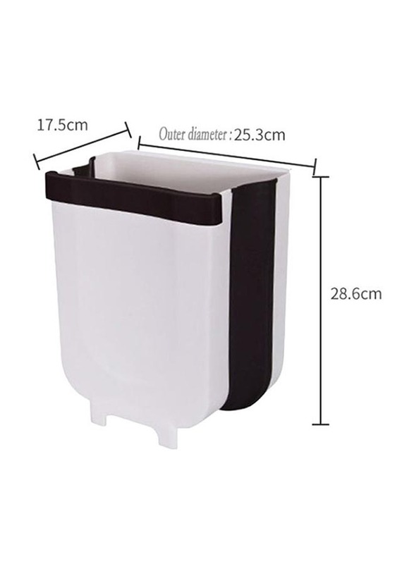 Hanging Plastic Trash Bin, White/Black