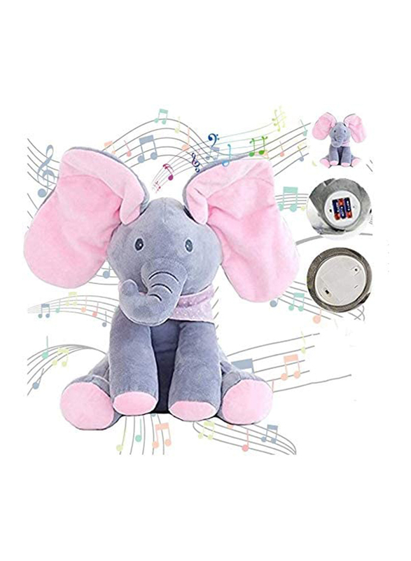 Mumoo Bear Plush Stuffed Elephant, Grey/Pink