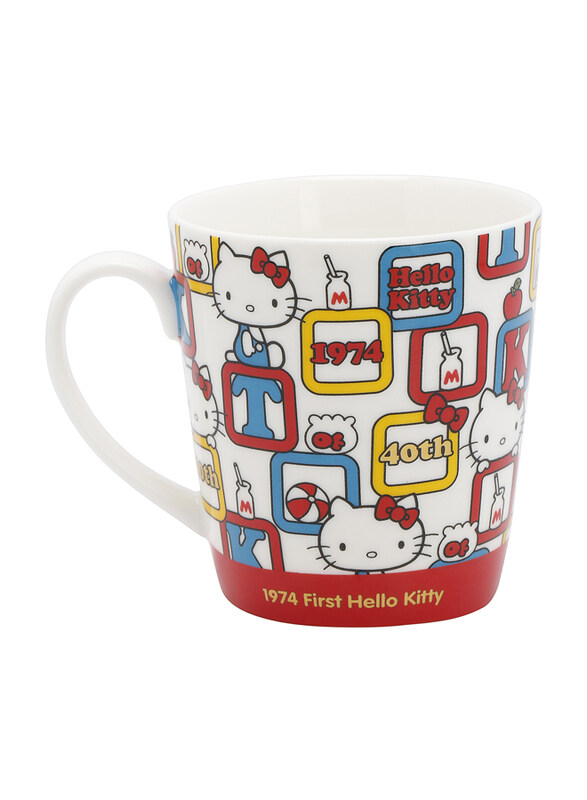 Hello Kitty 420ml 40th Anniversary Mug with Stirrer, White, Model No. 113883